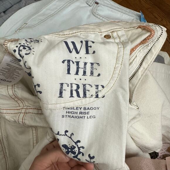 We the free Tinsley Baggy High Rise Straight Leg Jeans Size 28 Free People Cream - Picture 5 of 13